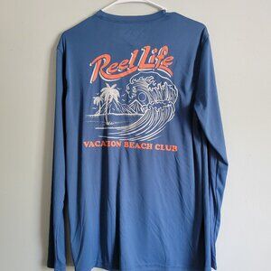 Reel Life Blue UV Shirt Men's Jax Beach Long Sleeve Breathable Tee NWOT